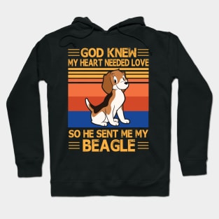 God Knew My Heart Needed Love So He Sent Me My Beagle Happy Dog Mother Father Summer Day Vintage Hoodie